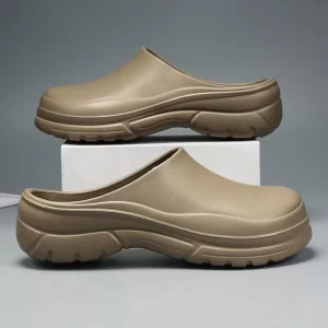 Men Khaki Lightweight Clogs, Casual EVA Work Clogs For Summer