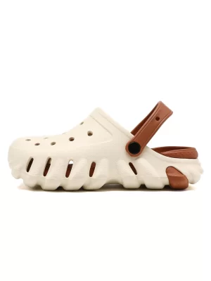 Men’s Hollow Out Breathable Beach Sandals With Increased Height, Slip-On With Buckle On Back