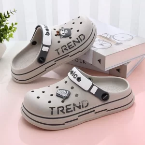 Women Non-slip Hollow Out Letter Decor Clogs, Fashionable Outdoor EVA Vented Clogs