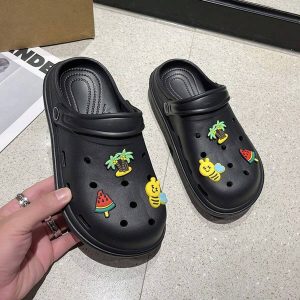 Women’s Cartoon Hollow Out Shoes Round-Toe Sweet Student Flat Sandals Or Eva Home Slippers