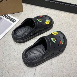 Women’s Cartoon Hollow Out Shoes Round-Toe Sweet Student Flat Sandals Or Eva Home Slippers