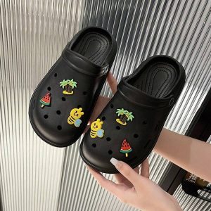 Women’s Cartoon Hollow Out Shoes Round-Toe Sweet Student Flat Sandals Or Eva Home Slippers