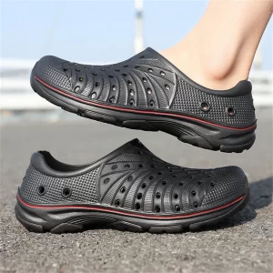 Men’s Breathable Hollow Out Slip-On Sandals With Anti-Slip Soft Sole, Summer Casual Beach Shoes