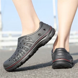 Men’s Breathable Hollow Out Slip-On Sandals With Anti-Slip Soft Sole, Summer Casual Beach Shoes