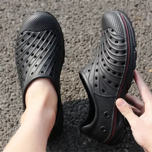 Men’s Breathable Hollow Out Slip-On Sandals With Anti-Slip Soft Sole, Summer Casual Beach Shoes