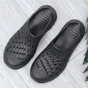 Men’s Breathable Hollow Out Slip-On Sandals With Anti-Slip Soft Sole, Summer Casual Beach Shoes