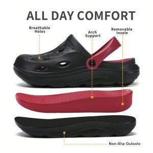 Womens Mens Arch Support Clogs Slip-On Garden Shoes Cushion Water Sandals Non-Slip Beach Slippers With Removable Insoles Outdoor Indoor