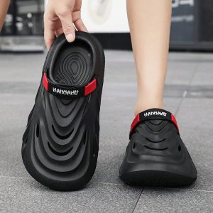 Men’s Soft Bottom Hollow Out Shoes For Summer, Slip-Resistant Breathable Sandals, Thick-Soled Garden Slippers