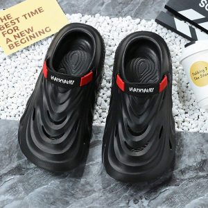 Men’s Soft Bottom Hollow Out Shoes For Summer, Slip-Resistant Breathable Sandals, Thick-Soled Garden Slippers