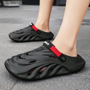 Men’s Soft Bottom Hollow Out Shoes For Summer, Slip-Resistant Breathable Sandals, Thick-Soled Garden Slippers