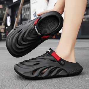 Men’s Soft Bottom Hollow Out Shoes For Summer, Slip-Resistant Breathable Sandals, Thick-Soled Garden Slippers