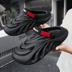 Men’s Soft Bottom Hollow Out Shoes For Summer, Slip-Resistant Breathable Sandals, Thick-Soled Garden Slippers