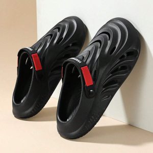 Men’s Soft Bottom Hollow Out Shoes For Summer, Slip-Resistant Breathable Sandals, Thick-Soled Garden Slippers