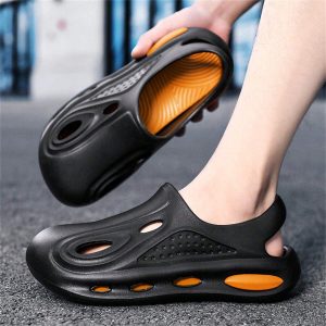 Men’s New Style Anti-Slip Breathable Hollow Out Sandals Soft Bottom Eva Beach Sandals, With Toe Protection And Anti-Odor