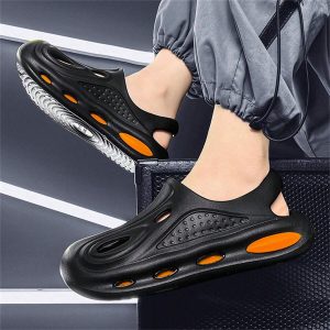 Men’s New Style Anti-Slip Breathable Hollow Out Sandals Soft Bottom Eva Beach Sandals, With Toe Protection And Anti-Odor