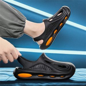 Men’s New Style Anti-Slip Breathable Hollow Out Sandals Soft Bottom Eva Beach Sandals, With Toe Protection And Anti-Odor