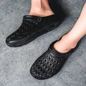 Men’s Hole Shoes Anti-Slip Beach Sandals Summer Personality Peep Toes Slippers Soft Sole Seaside Flip Flops