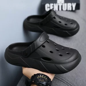 New Arrivals Men’s Hollow Out Shoes With Thick Anti-Slip Sole, Great For Casual Wear And Beach, Soft And Comfortable Slides, Spring 2024