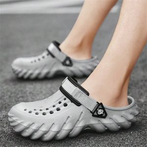 Men’s Hollow Garden Hole Shoes Breathable Closed Toe Water Walking Sandals With Non-Slip Eva Sole, Trendy Beachwear