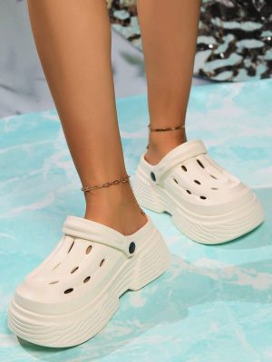 2024 Spring/Summer Collection, Women’s Hollow Out Thick Platform Sandals, Two Way Style Nurse Shoes, Anti-Slip Soft Soled Sandals With Closed Toe Design