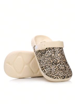 Fashionable Antiskid Leopard Print Slippers For Women Summer, Trendy, Personalized, Thick & Soft Bottom, Retro Hollow Out Shoes For Casual Beach Outings