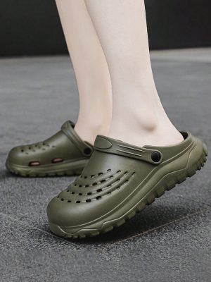 Women’s Fashionable Casual Thick Bottom Shoes, Hole Design For Different Wearing Styles (One/Two Hole)