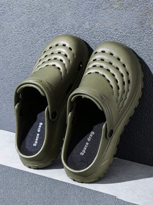 Women’s Fashionable Casual Thick Bottom Shoes, Hole Design For Different Wearing Styles (One/Two Hole)