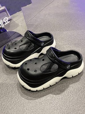 2024 New Style Casual Fashionable Sandals With Detachable Height Increasing Thick Eva Sole And Simple Cutout Design In Color Block