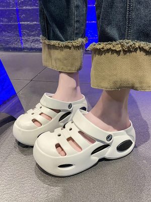 2024 New Round Toe Casual Versatile Fashionable Wearable Sandals Diy Increased Thick Sole Eva Color Matching Simple