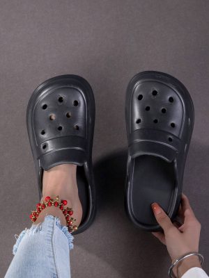 New Fashionable Thick-Soled And High Heeled Casual And Comfortable Outdoor EVA Women Sandals With A Convenient Slip-On Design, Ideal For Holiday, Beach, English Style, Slope Heel And Thick-Soled Shoes