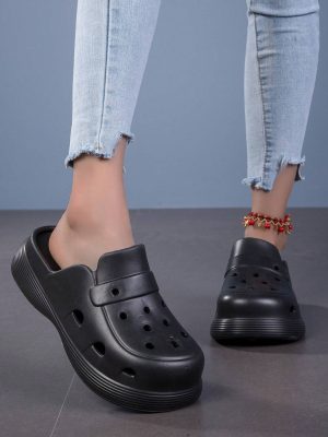 New Fashionable Thick-Soled And High Heeled Casual And Comfortable Outdoor EVA Women Sandals With A Convenient Slip-On Design, Ideal For Holiday, Beach, English Style, Slope Heel And Thick-Soled Shoes